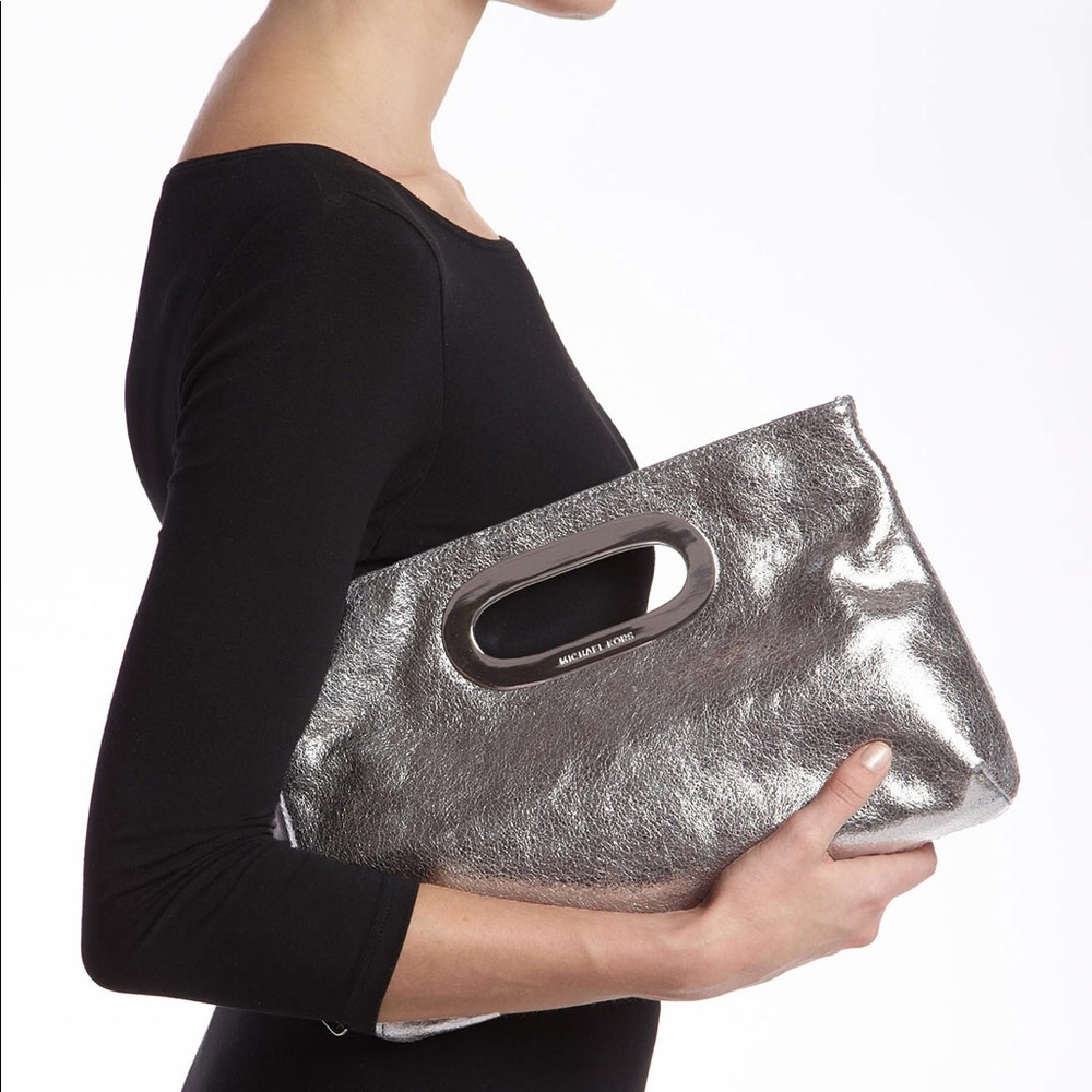 Michael Kors gunmetal Berkley clutch